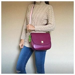 Kate Spade Red Plum Leather Cross Body Bag